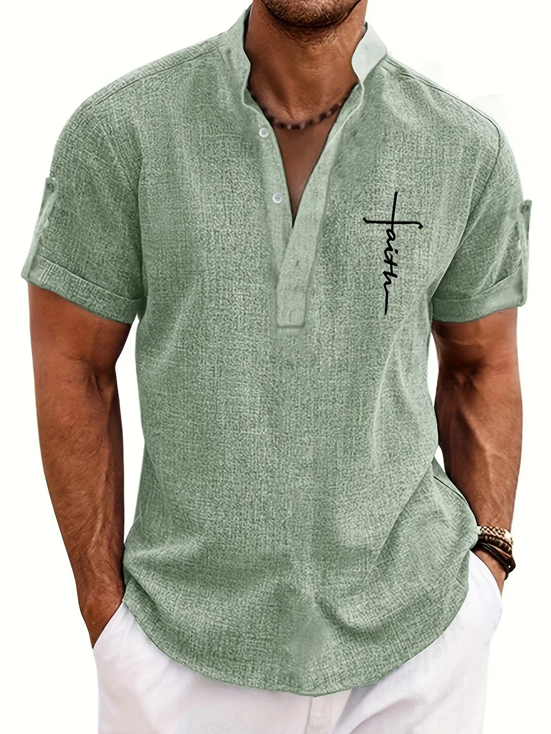 Kristóf™ | Elegáns, rövid ujjú ing álló gallérral
