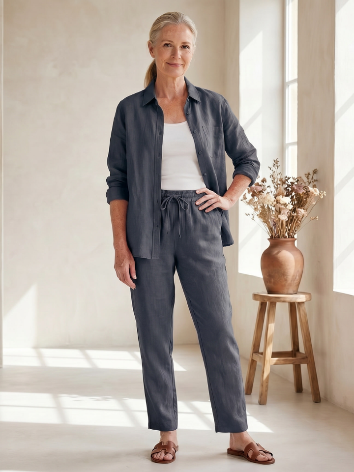 Noor | Hosszú Ujjú Ing és Slim Fit Nadrág Szett