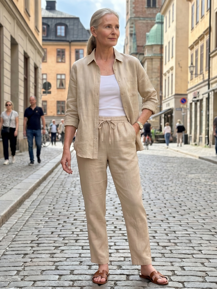 Noor | Hosszú Ujjú Ing és Slim Fit Nadrág Szett
