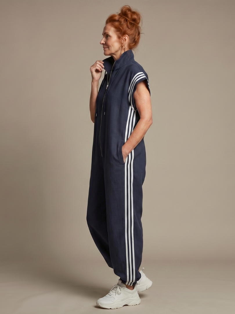 Lark | Striped Front-Zip Jumpsuit