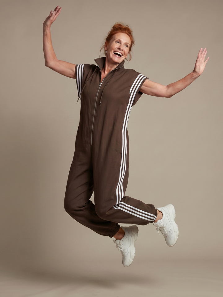 Lark | Striped Front-Zip Jumpsuit