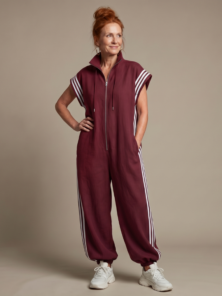 Lark | Striped Front-Zip Jumpsuit