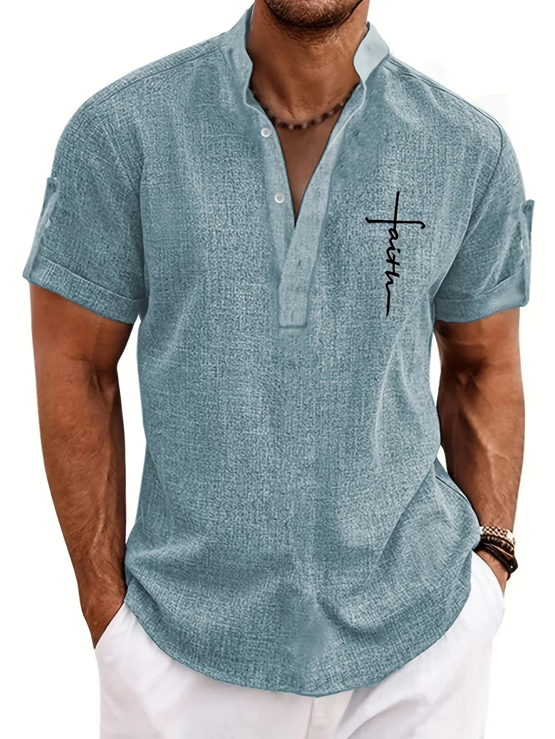 Kristóf™ | Elegáns, rövid ujjú ing álló gallérral