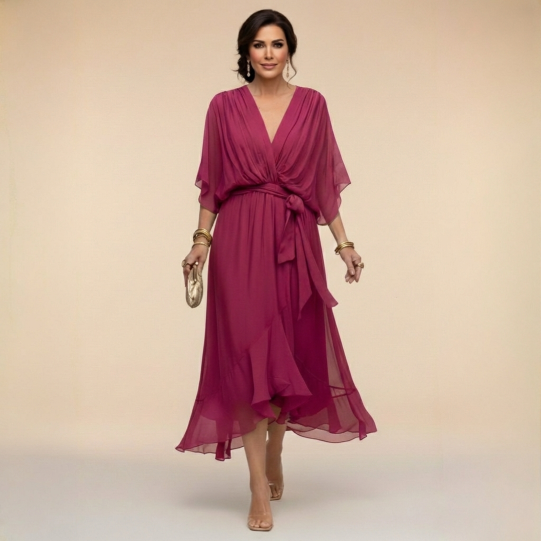 HANNA™ | V DEKOLTÁSSAL RENDELKEZŐ CHIFFON RUHA