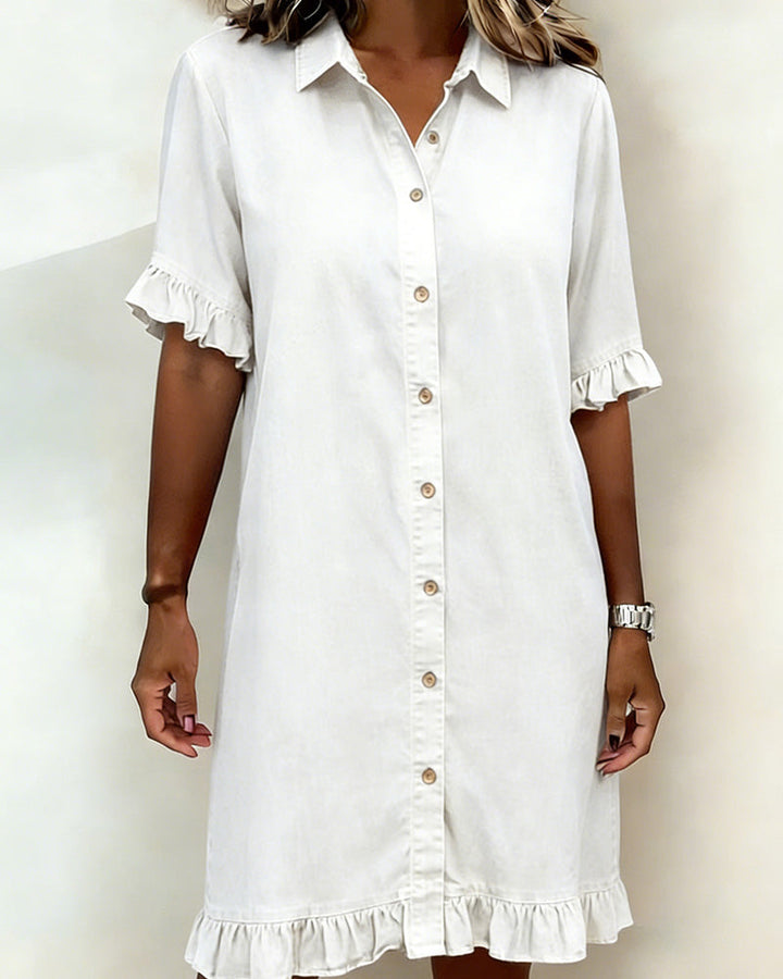 Nóra | Kényelmes Farmerruha Előnyös Ráncolással