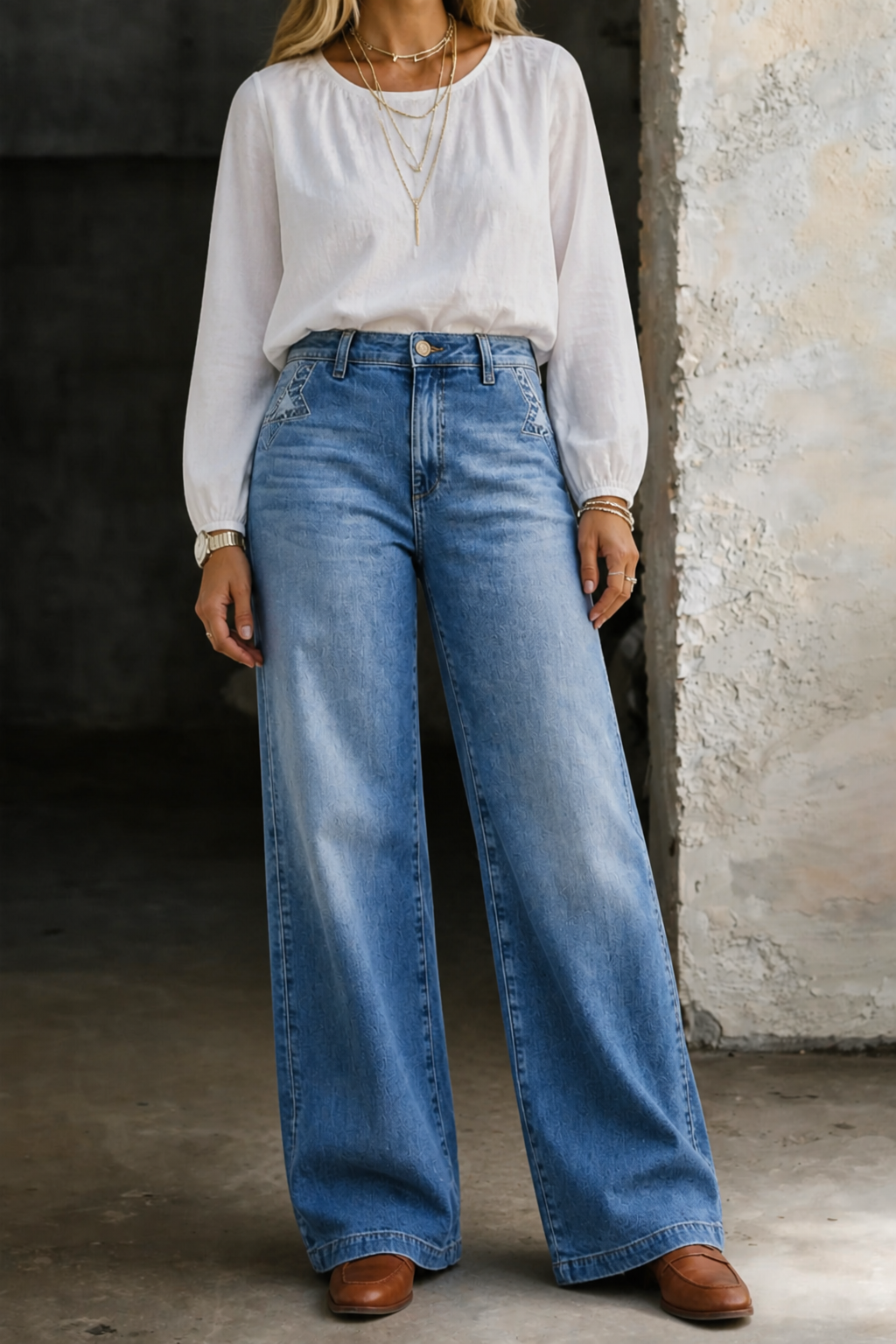 Madie | Retro magas derekú farmernadrág