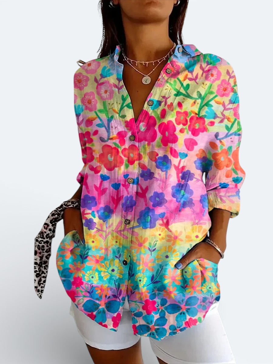 Valeria | Élénk Művészi Gombos Blúz