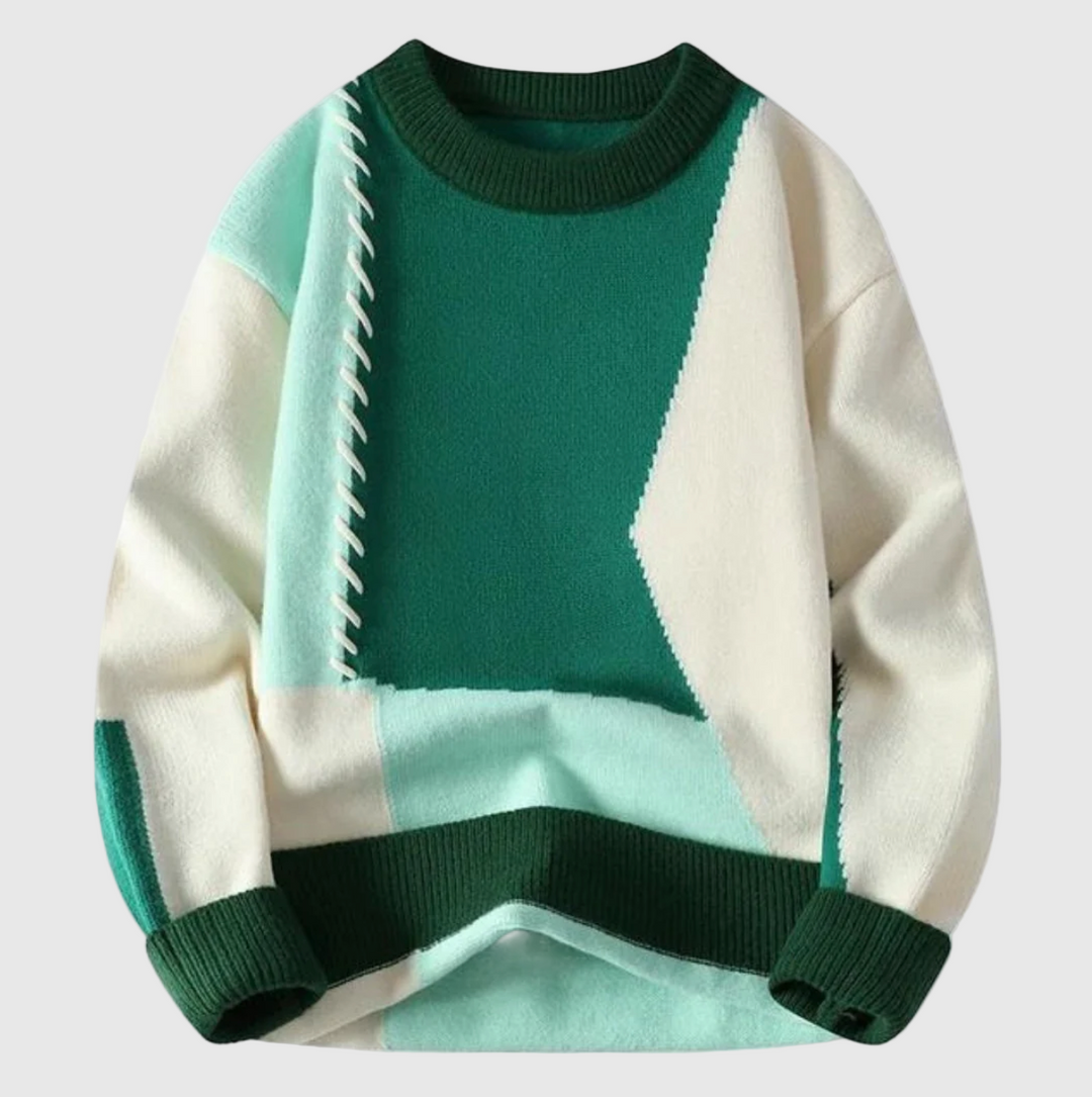 Jordán – Kötött pulóver patchwork mintával