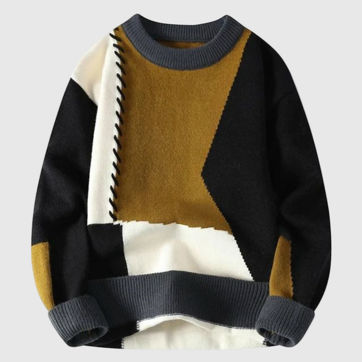 Jordán – Kötött pulóver patchwork mintával