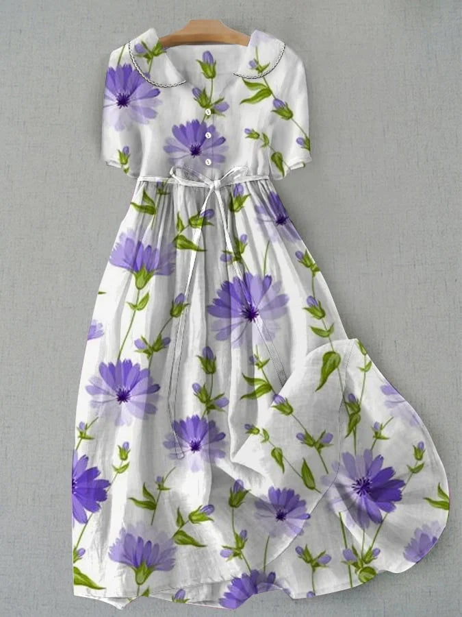 Női Vintage Virágos Nyári Ruha - Állítható Méretű Elegancia