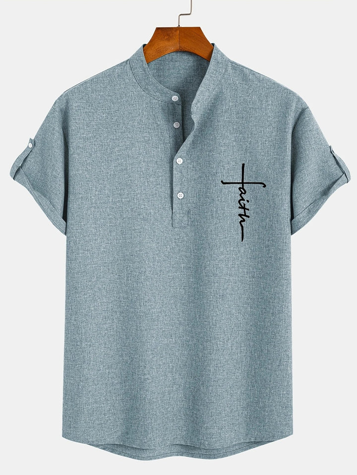 Kristóf™ | Elegáns, rövid ujjú ing álló gallérral