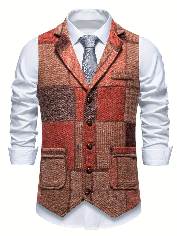 Férfi halszálkás tweed mellény
