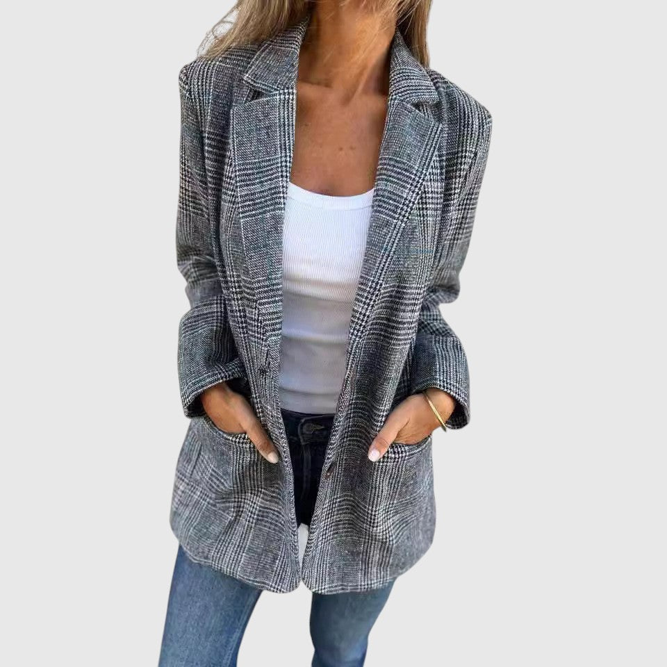 Brenda - Elegáns Kockás Blézer