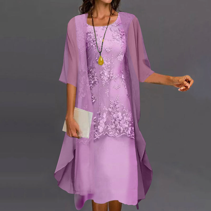 Lilla | Elegáns Chiffon Két Részes Ruha