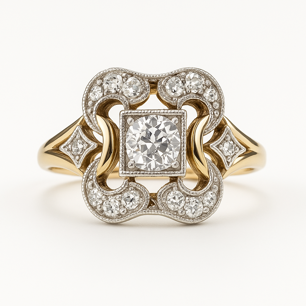 Retro Zirconia Gold Ring